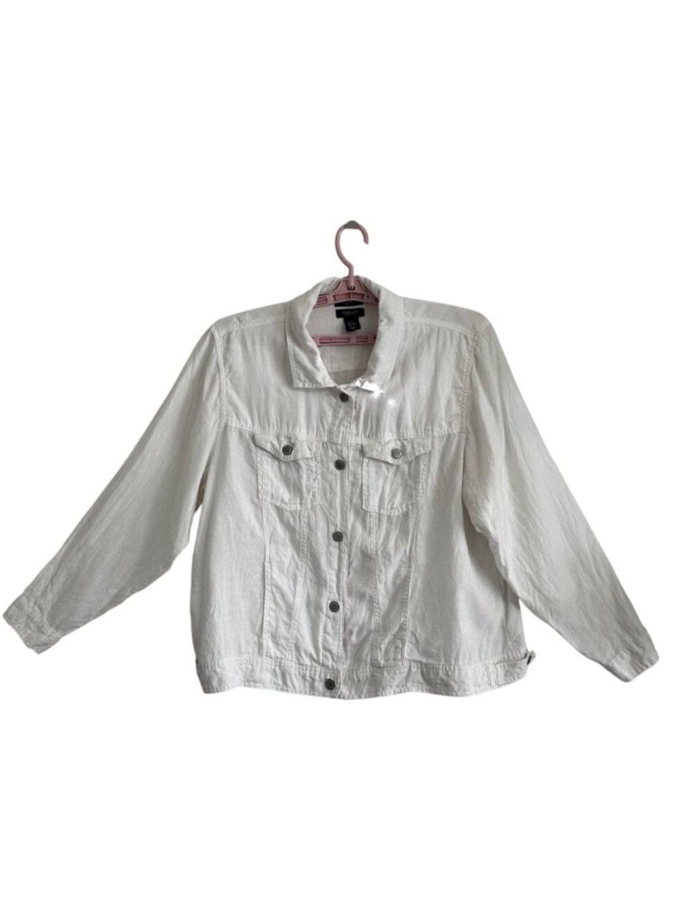 Jones New York Womens White 100% Linen Trucker Style Shacket Size 2X Beach - Picture 2 of 10